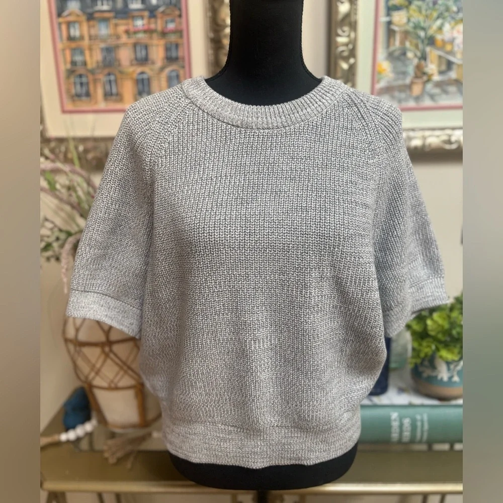 WHITE+WARREN CLASSIC LUXURY ORGANIC COTTON GREY MARL CREWNECK SWEATER SIZE MED - Picture 2 of 11